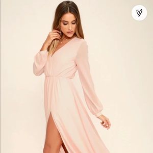 Darling blush dress! Long with a slit up the side